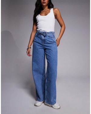River Island Wide Leg Tie Front Jeans - Blue