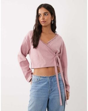 Miss Selfridge Ballet Wrap Top - Red
