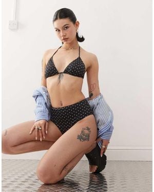 Monki Mix And Match High Waist Bikini Bottom - Natural