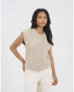 Brave Soul Boucle Knitted Waistcoat - Natural