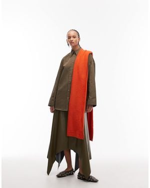 ASOS Asymmetric Hanky Mid Rise Pu Skirt - Red