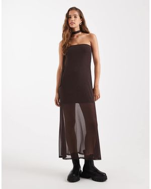 Miss Selfridge Vestito Lungo Color Cioccolato Con Sciarpa - Marrone