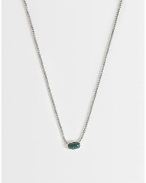 ASOS Collana A Catenina Argentata Con Agata Muschiata Semipreziosa - Bianco