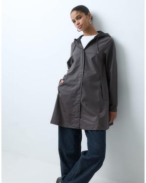 Rains A-line Waterproof Hooded Long Jacket - Grey