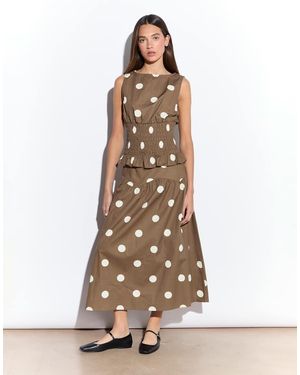 NARRATED Dropped Waist Midi Skirt - Natural