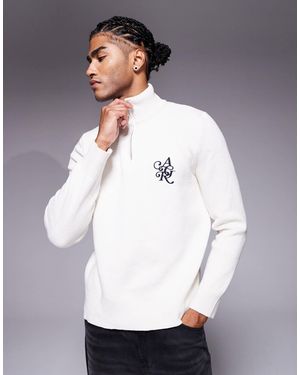 River Island Pull à col zippé en maille texturée - écru - Gris