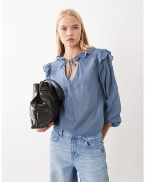 Mango Teen bluse mit rüschen - Blau