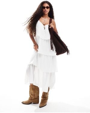 Object Tiered Boho Maxi Dress - White