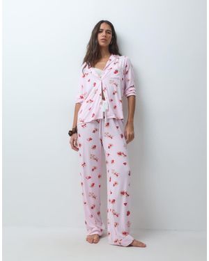 Boux Avenue Modal Pyjamaset Met Revers En Love Toast - Roze