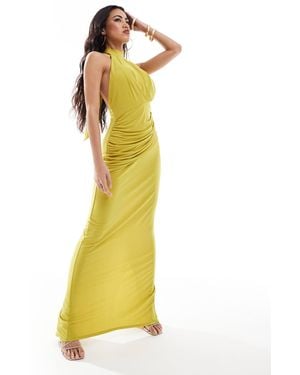 Flounce London High Neck Maxi Dress - Yellow