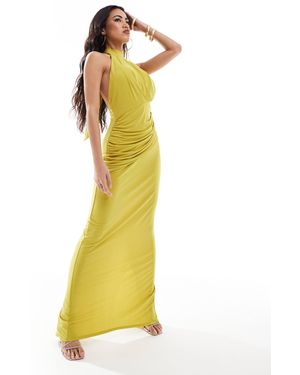 Flounce London Robe longue à col montant - citron - Jaune