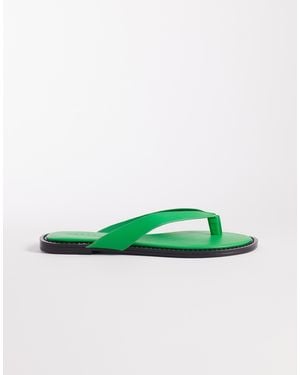 ASOS Fenna Premium Leather Flip Flops - Green
