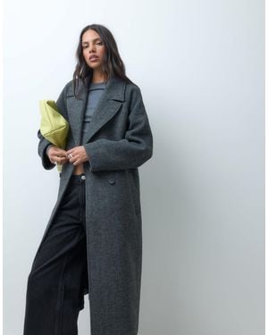 ASOS Longline-mantel mit doppelter knopfleiste und gebürstetem hahnentrittmuster - Blau