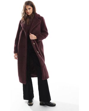 Threadbare Maxi Borg Coat - Red
