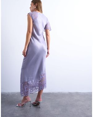 lace slip to lengthen dress SWAN MAXI SLIP LACE DRESS IN DUSTY BLUE | CULT MIA main image 0