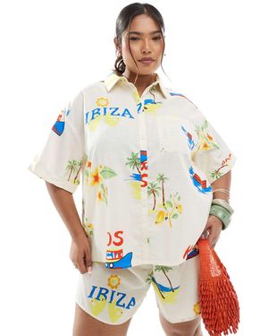 Pieces Plus Pieces curve – kastige hemdbluse - Weiß