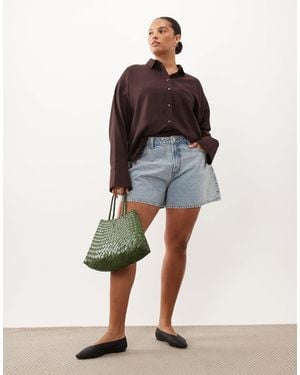 ASOS Curve transparentes strandhemd mit leinen - Braun
