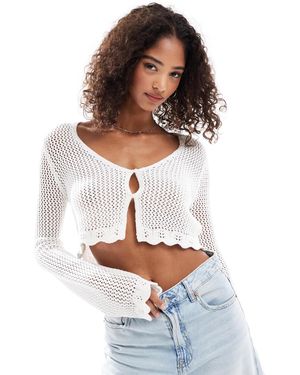 Cotton On Cotton on - gilet au crochet à bordures festonnées - porcelaine - Blanc