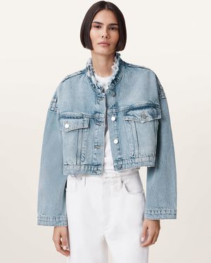 AllSaints – sonny – cropped jacke - Blau
