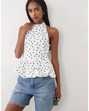 ASOS Halter Neck With Bubble Hem Top - Blue