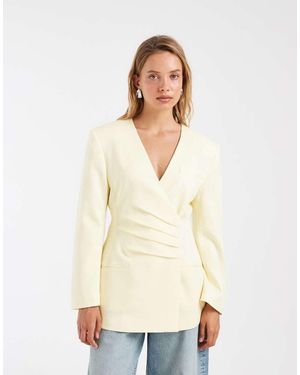 ASOS Pleat Waist Blazer - Natural