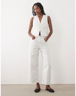 Mango Bimba 100% Cotton Barrel Jeans - White
