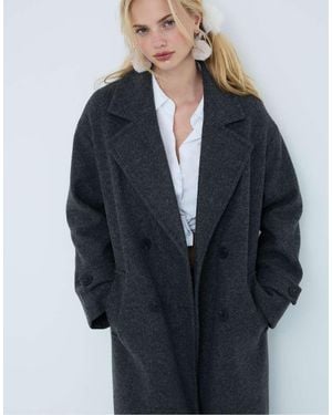 Stradivarius Long Oversize Coat - Blue