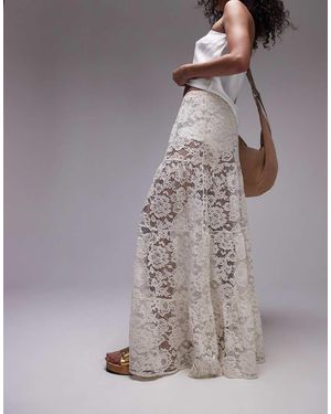 TOPSHOP Lace Tiered Maxi Skirt - Grey