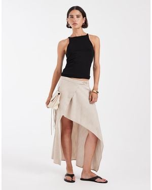 ASOS Linnenmix Asymmetrische Rok - Naturel