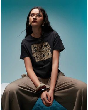 Bimba Y Lola T-Shirt Squadrata Slavato Con Logo Ricamato - Blu