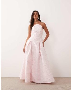 ARRANGE Textured Structured Bandeau Maxi Dress - Pink