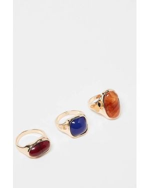 ASOS Pack Of 3 Mixed Faux Semi Precious Stone Rings - White