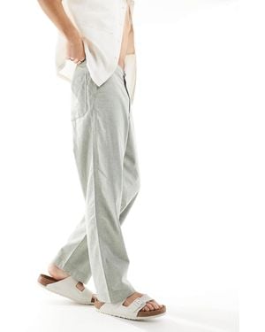 Hollister baggy Flex Waist Linen Trouser - White