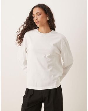 Gina Tricot T-shirt décontracté à manches longues - Blanc