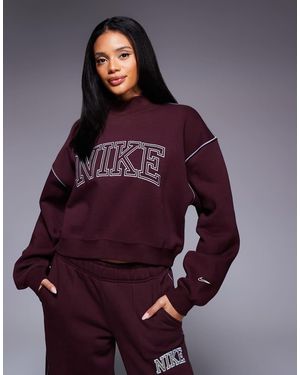 Nike Retro Logo Mock Neck Sweatshirt - Purple