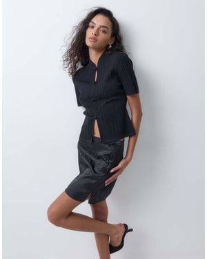 New Look Minigonna Jacquard Satinata Nera - Blu