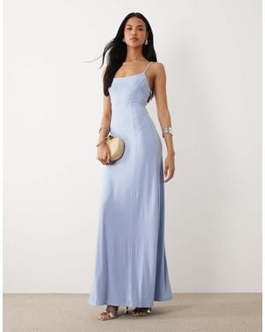 ASOS Slinky Lace Up Back Maxi Slip Dress - Blue