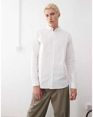 KTZ Camicia A Maniche Lunghe Color Crema Con Piccolo Logo Ricamato Ny Yankees - Bianco