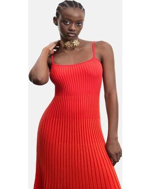 Desigual – trägerkleid aus 100% baumwolle - Rot