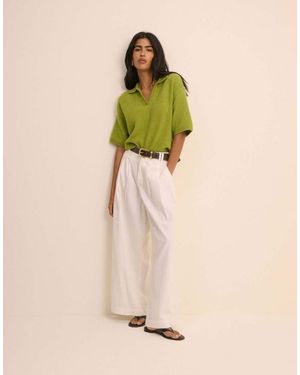 Nobody's Child Open Collar Polo Knitted Top - Green