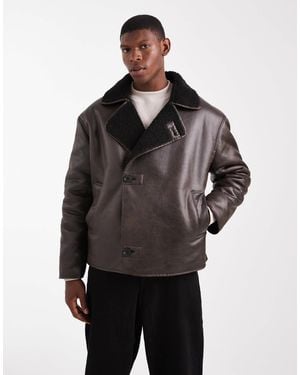ASOS Aviator Jacket With Borg Collar - Black
