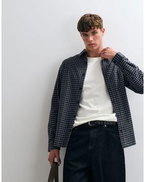 Jack & Jones Micro Check Flannel Shirt - Blue