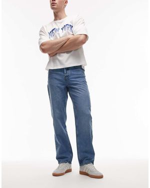 TOPMAN Jeans Dritti Lavaggio Medio - Blu