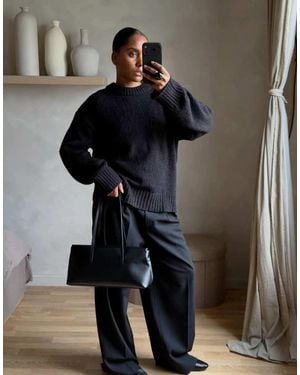 NA-KD Round Neck Wool Blend Knitted Jumper - Black