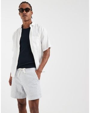 Hollister Cotton-linen Blend Seersucker Pull On Shorts - White