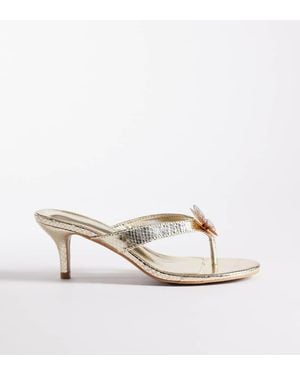 Public Desire Toe Thong Kitten Heel Sandals With Butterfly - White