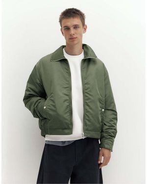 Pull&Bear Shirt Collar Bomber Jacket - Green