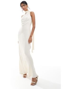 Maids To Measure Bridesmaid One Shoulder Scarf Maxi Dress - White
