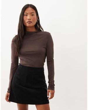 Nobody's Child Petite Russell Pocket Detail Mini Skirt - Brown