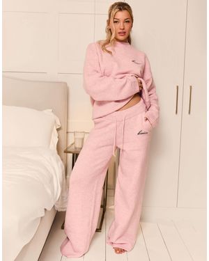 Kaiia Knitted Embroidered Logo Wide Leg Trouser Co-ord - Purple